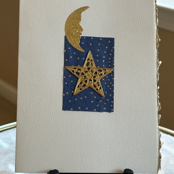 The man in the Moon & Star Handmade Greeting Card Blank - 5” x 7” - Picture 3 of 3
